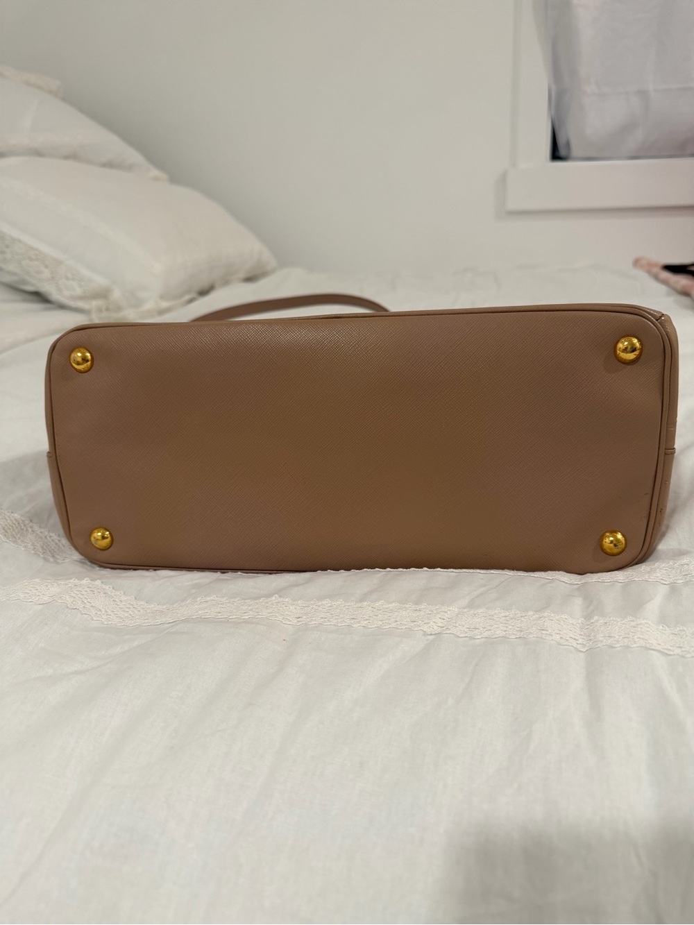 Prada Taupe Saffiano Satchel with Gold Hardware - Picture 2 of 8